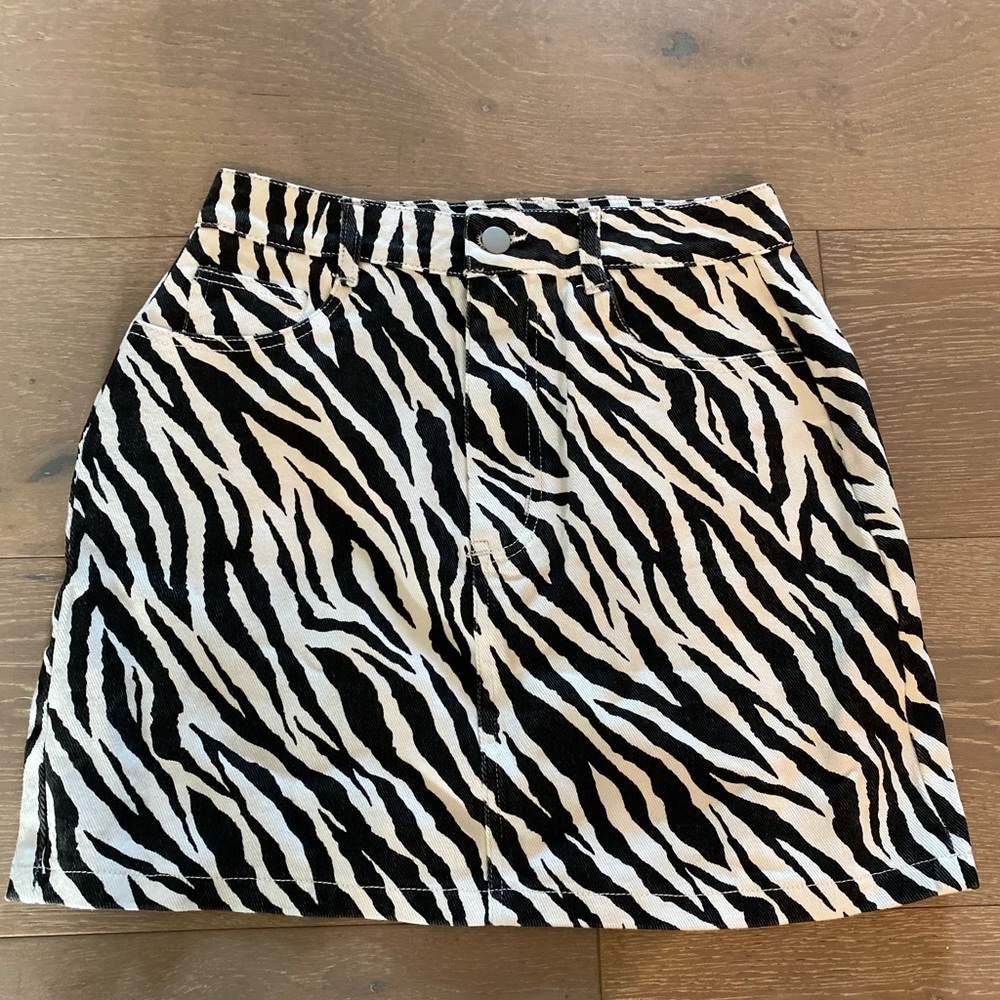 Never worn zebra print Jean skirt